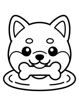 Free printable Cute Shiba Inu Puppy With Bone coloring page