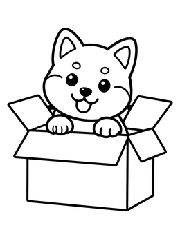Free printable Shiba Inu Puppy In A Box coloring page