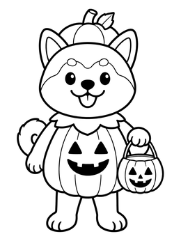 Free printable Shiba Inu In Pumpkin Costume coloring page