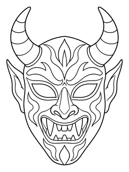 Free printable Dominican Carnival Diablo Cojuelo Mask coloring page