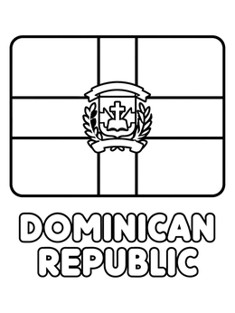 Free printable Dominican Republic Flag With Coat Of Arms coloring page