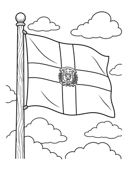 Free printable Dominican Republic Flag In The Sky coloring page