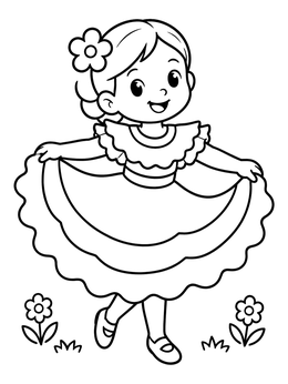 Free printable Little Girl Dancing Folk Dance coloring page