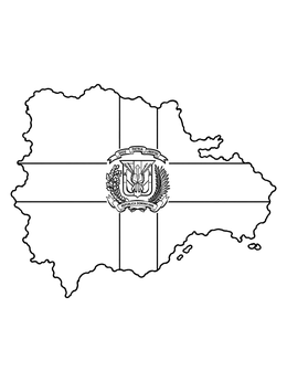 Free printable Dominican Republic Map And Flag Crest coloring page