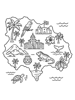 Free printable Dominican Republic Map And Wildlife coloring page