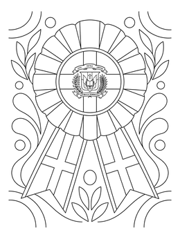 Free printable Dominican Republic Rosette And Coat Of Arms coloring page