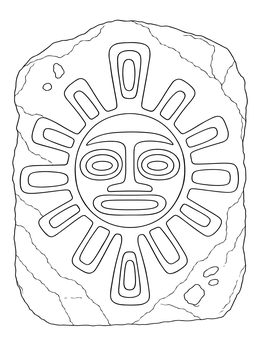 Free printable Taino Sun Petroglyph On Stone coloring page
