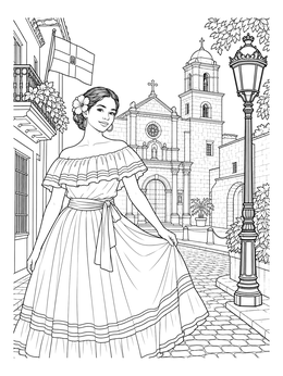 Free printable Woman In Historic Santo Domingo coloring page