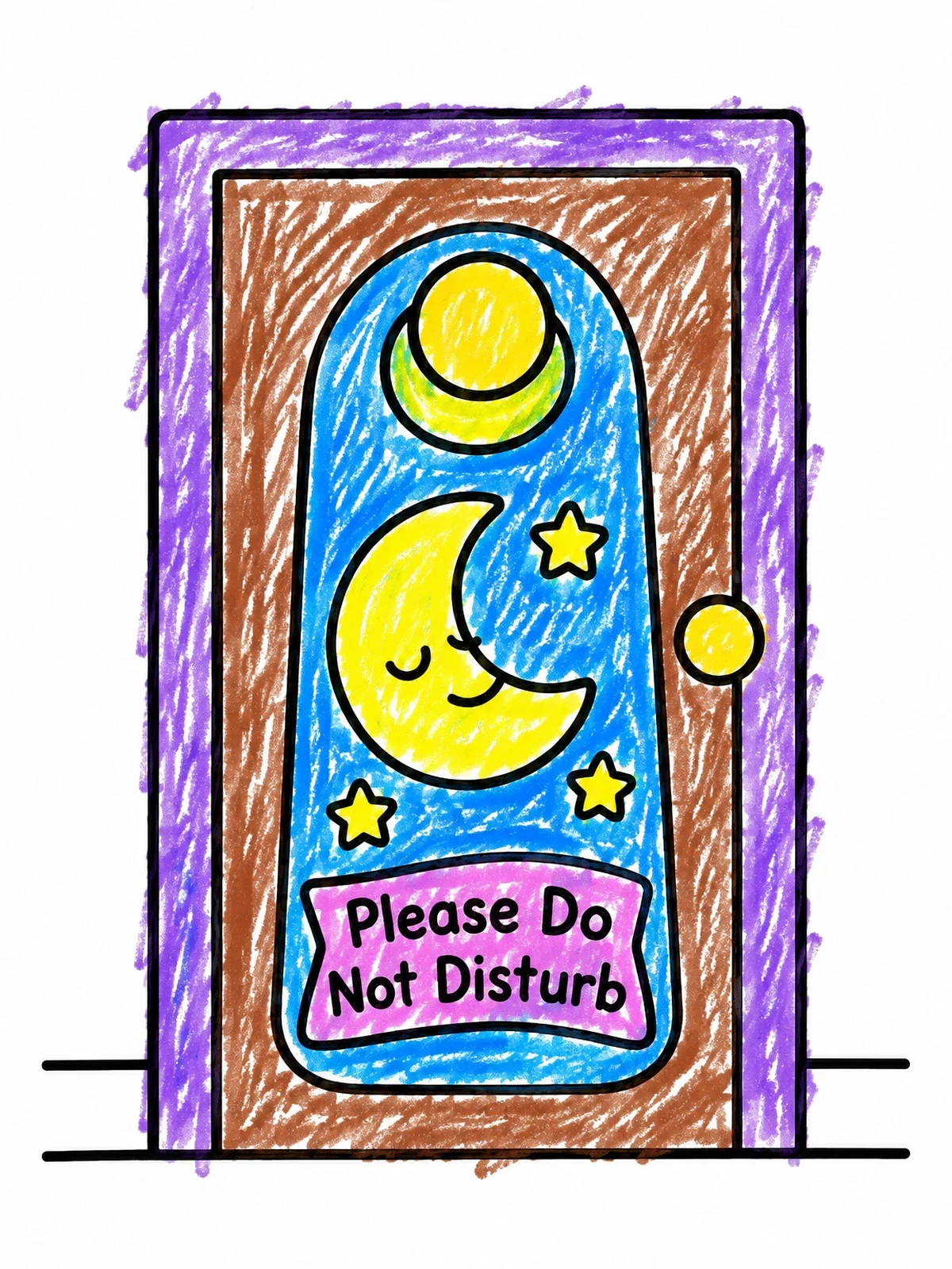 Colored example of the Door Hanger With Sleeping Moon coloring page