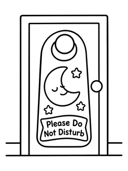 Free printable Door Hanger With Sleeping Moon coloring page