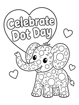 Free printable Dot Day Elephant With Balloon coloring page