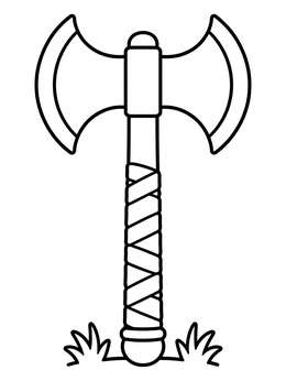 Free printable Double Bladed Battle Axe coloring page