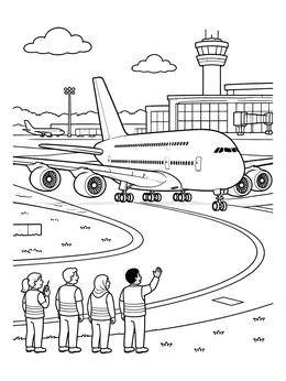 Free printable Double Decker Airplane Taxiing At Airport coloring page
