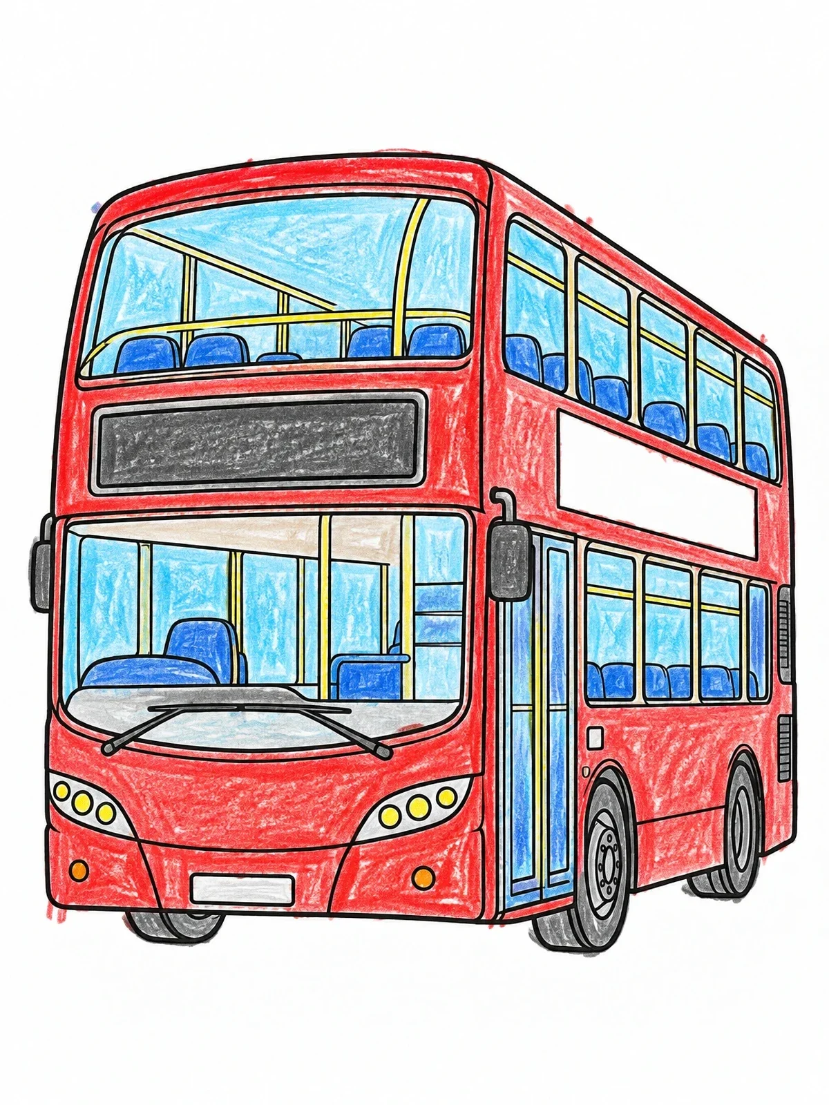 Colored example of the Double Decker City Passenger Bus coloring page