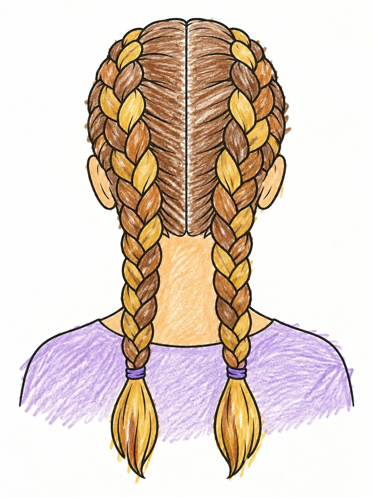 Colored example of the Double Dutch Boxer Braids Hairstyle coloring page
