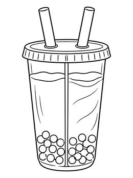 A double split cup with two straws in this boba coloring page.
