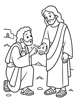 Free printable Doubting Thomas And Jesus coloring page