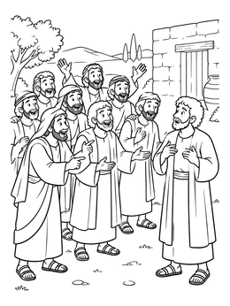 Free printable Disciples Talking To Thomas coloring page