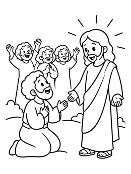 Free printable Thomas Meets The Risen Jesus coloring page