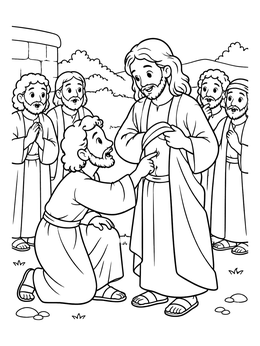Free printable Thomas Touches Jesus Side coloring page