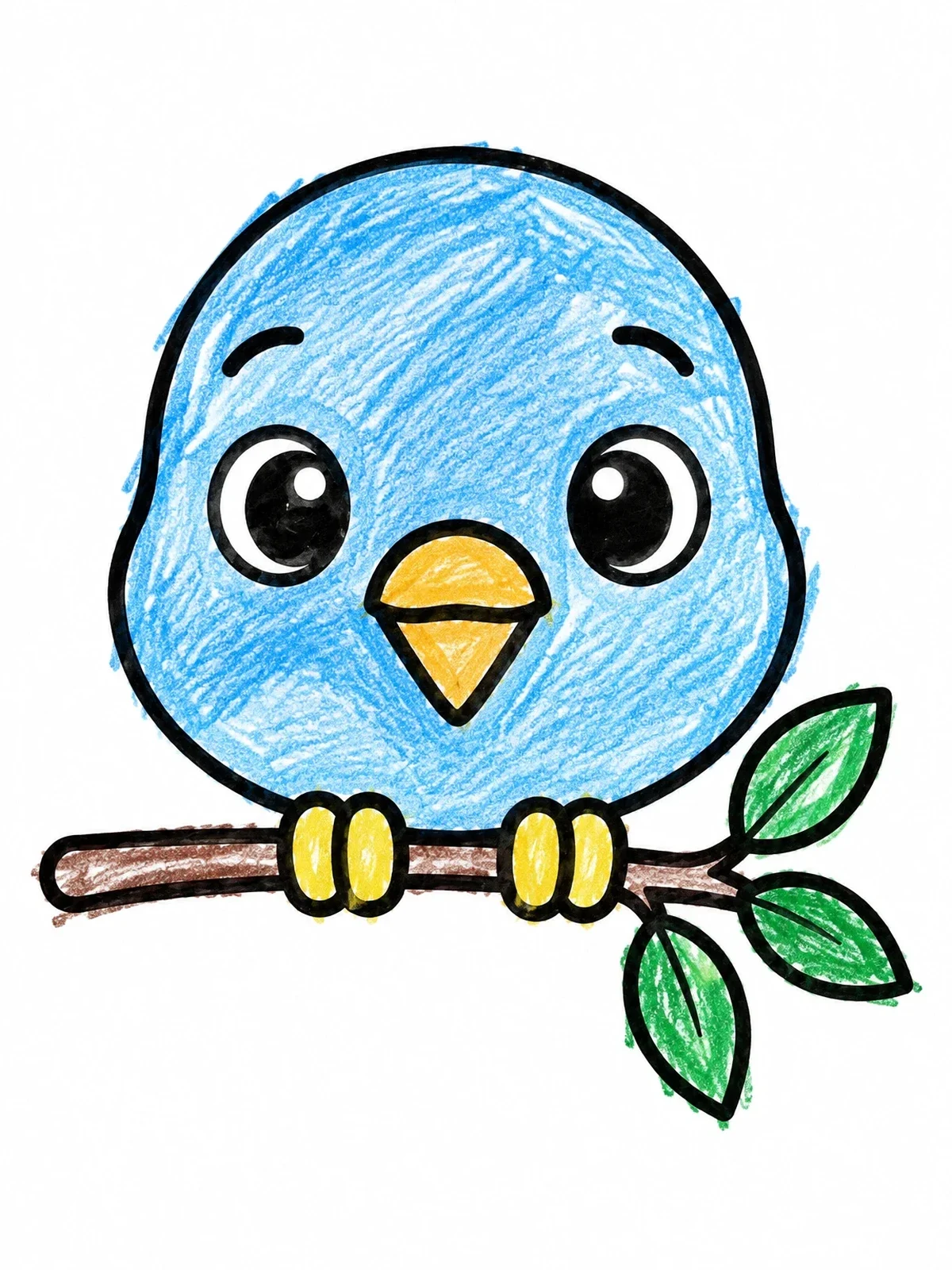 Colored example of the Cute Little Bird On A Branch coloring page