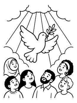 Free printable Dove Of Peace In Sunbeams coloring page