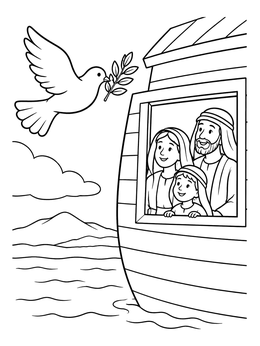 Free printable Dove With Olive Branch Returning To The Ark coloring page