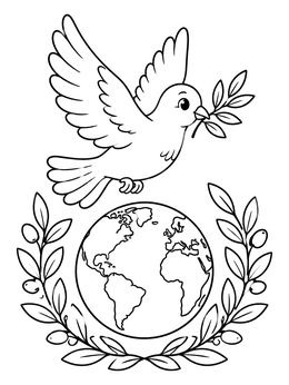 Free printable Dove Of Peace Over Earth coloring page