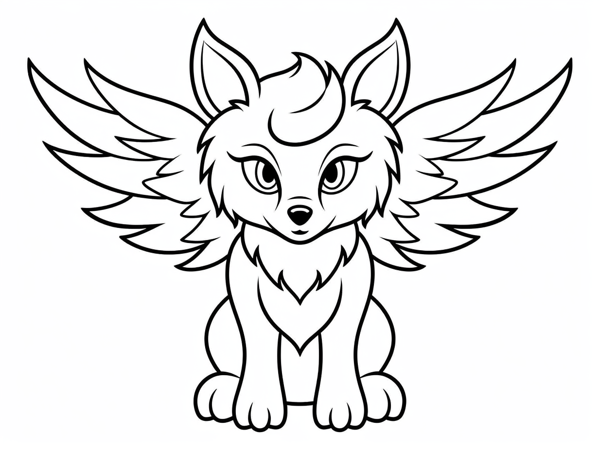 Downloadable Winged Wolf Coloring Page - Coloring Page