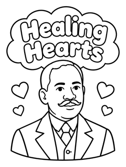 Free printable Dr Daniel Hale Williams Healing Hearts coloring page