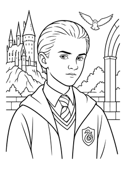 Free printable Young Wizard Outside Magical Castle coloring page
