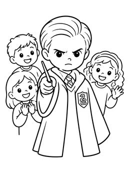 Free printable Young Wizard With Magic Wand coloring page