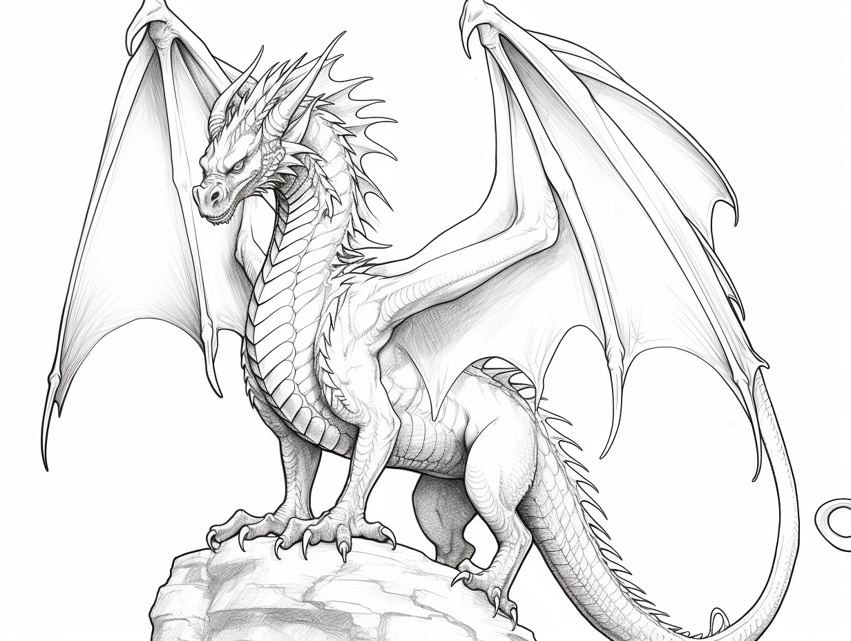 Dragon In The Sky: Coloring Design - Coloring Page