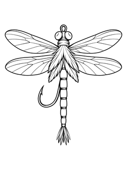Free printable Dragonfly Fly Fishing Lure coloring page