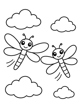 Free printable Two Cute Dragonflies In The Sky coloring page