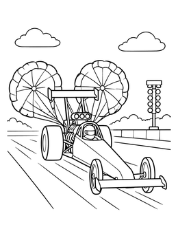 Free printable Dragster With Braking Parachutes coloring page
