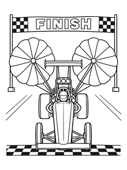 Free printable Dragster Crossing The Finish Line coloring page