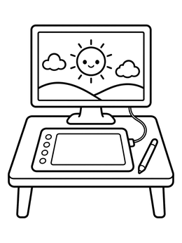 Free printable Drawing Tablet And Desktop Computer coloring page
