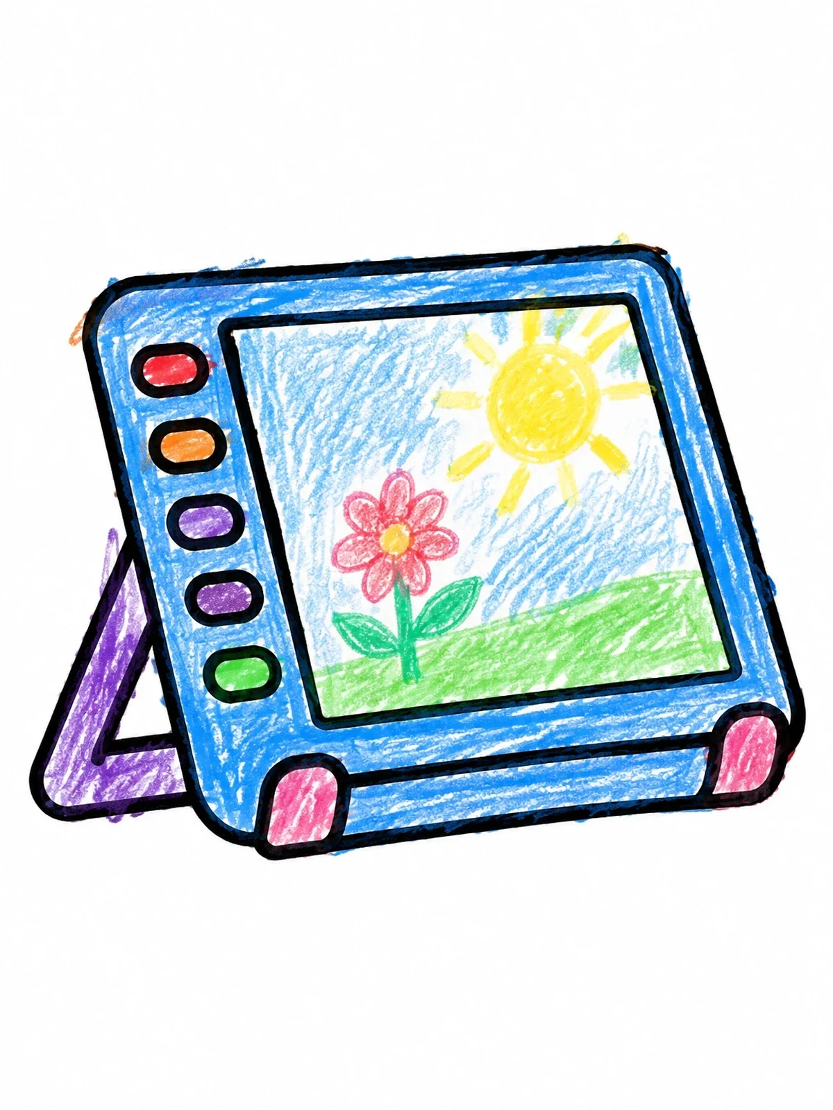 Colored example of the Drawing Tablet On Stand coloring page