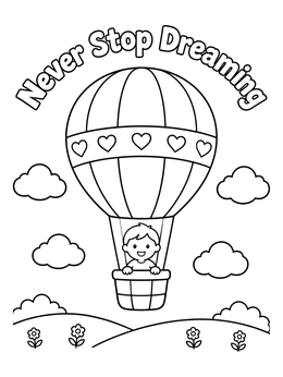 Free printable Child In A Hot Air Balloon coloring page