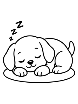 Free printable Sleeping Puppy On A Mat coloring page