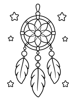 Free printable Dreamcatcher With Feathers And Stars coloring page