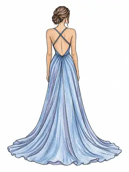 Backless Evening Gown With Train – Dress Coloring Page