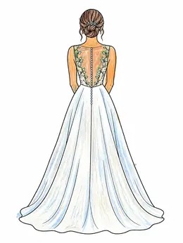 Bridal Gown With Illusion Back – Dress Coloring Page