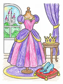 Princess Ball Gown On Mannequin – Dress Coloring Page