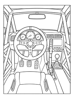 Free printable Drift Car Cockpit Interior coloring page