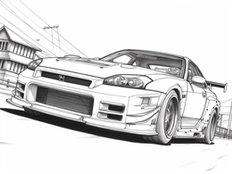 Drift Car Drawing For Coloring - Coloring Page