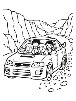 Free printable Sports Sedan Canyon Road Trip coloring page