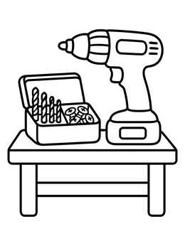 Free printable Cordless Drill On Workbench coloring page