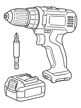 Free printable Cordless Drill With Battery Pack coloring page